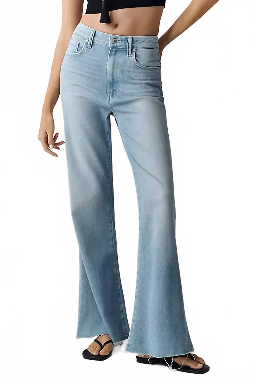 NEW PAIGE marlow high rise flare skimmer jeans in santorini sky
